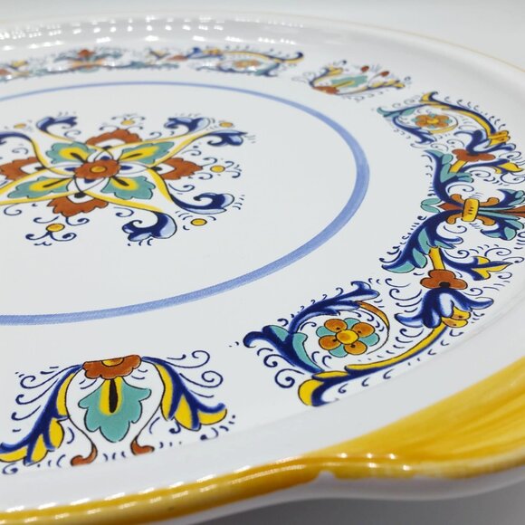 RARE Nova Deruta Hand Painted Double Handle Serving Platter 13" - Picture 9 of 10